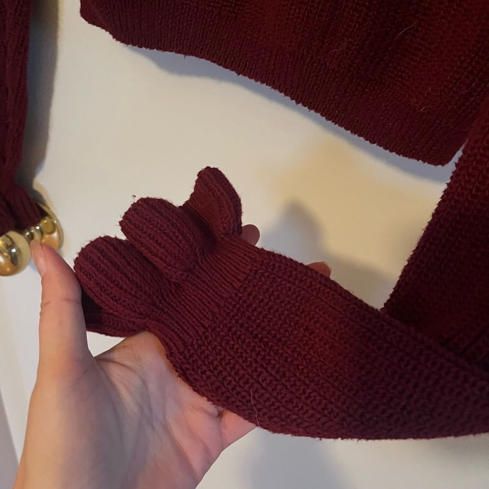 Simons Deep Red Ruffled Turtleneck Sweater - Picture 3 of 3